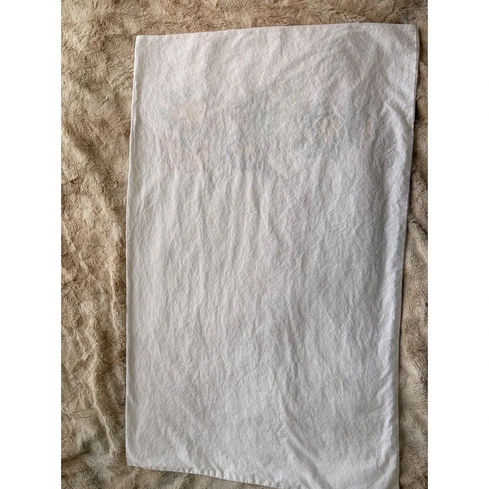 Vintage‎ Hand Embroidered Floral White Cotton Pillowcase Cottagecore Farmhouse